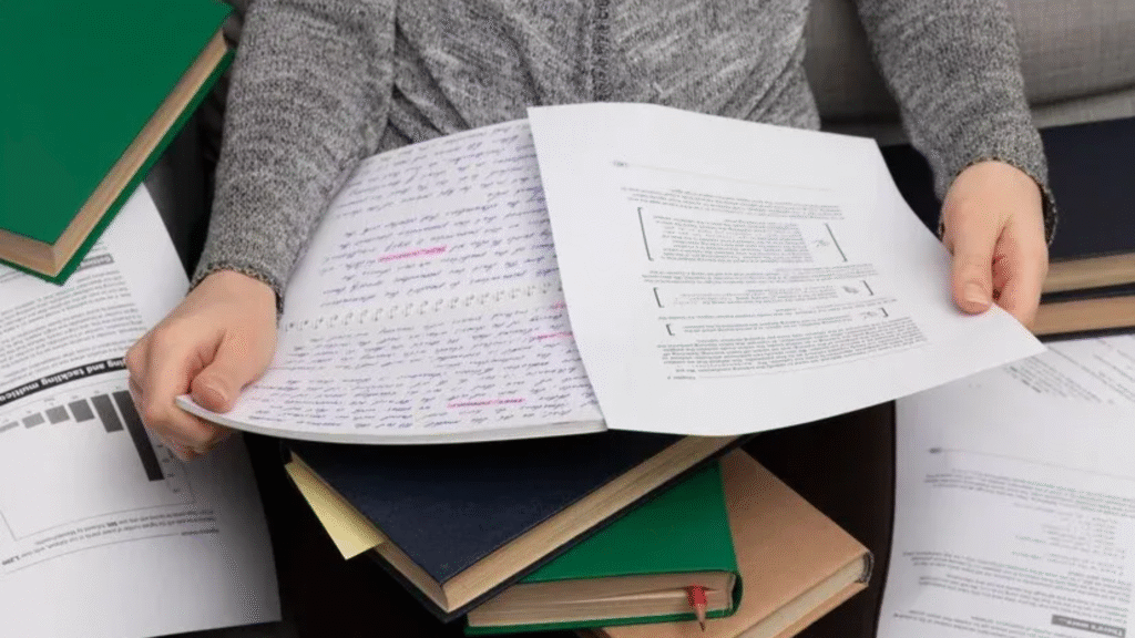 a student with a well-organized answer sheet. 