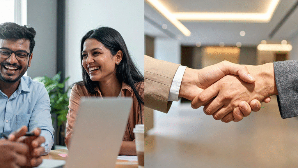 Employees enjoying positive work environment with confidence because of the  Industry Exposure