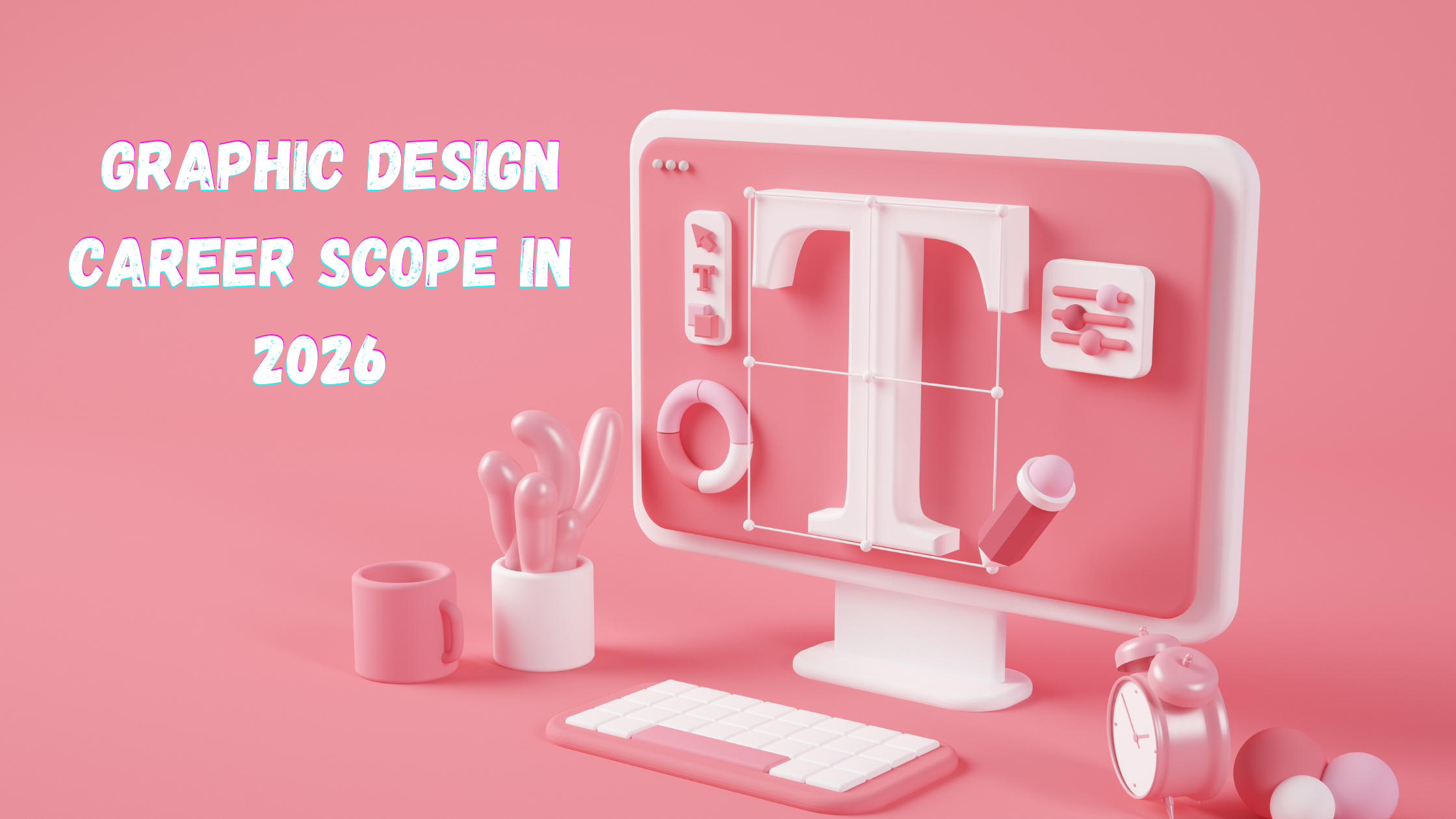 Graphic design career scope 2026 banner with design interface illustration.