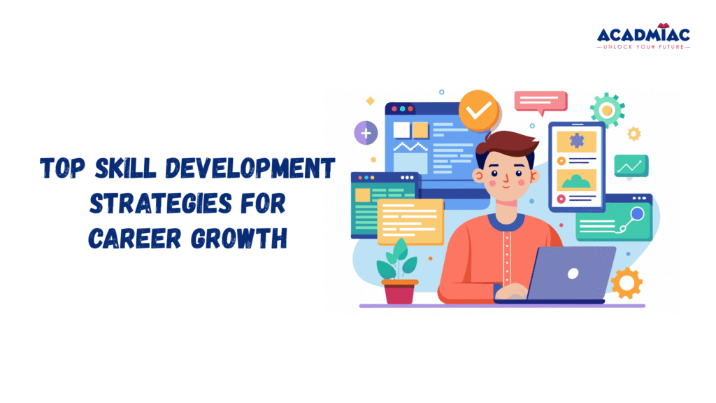 Visual representation of skill development strategies for career growth through digital learning, technology, and continuous improvement